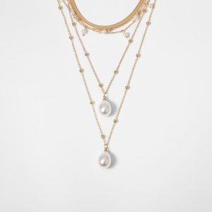 Women Bohemian Multi Layer Imitation Pearl Tassel Choker Necklace Collar Statement Pendant Necklace Jewelry