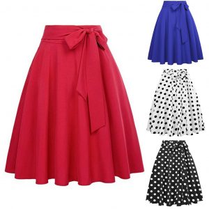 Pleated High Waist Knee Length Skirts