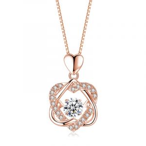 Diamond Beating Heart Pendant Chain Necklace