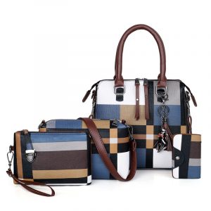 Luxury Handbags Plaid Women Bags Designer 2019 Tassel Purses Handbags Set 4 Pieces Bags Composite Clutch Female Bolsa Feminina