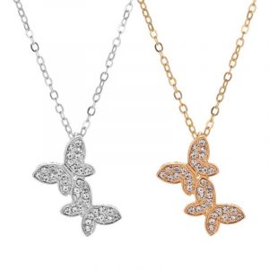 Double Diamond Butterfly Necklace