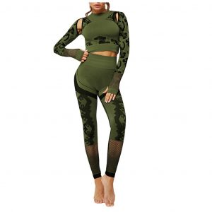 Womail Tracksuit Women Autumn Sexy Seamless Fitness Leopard Long Sleeve crop Top + Long Pant Slim Two Piece Set Outfit Sport set