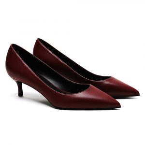 Top Quality Matte Leather Pointed Toe 5 cm Kitten Heels