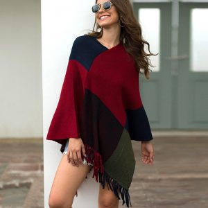 JAYCOSIN Women Sweaters 2019 Autumn Winter V-Neck Irregular Patchwork Cloak Loose Shawl Cardigan Sweater Wrap Sweater Coat jy22
