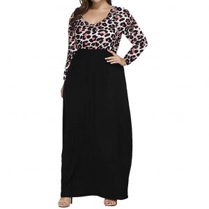 Plus Size Leopard Printed Maxi Dress
