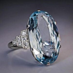 New Trendy Crystal Engagement Claws Design Austria Crystal Wedding Ring for Bridal Gifts Elegant Oval Blue Crystal Finger Rings