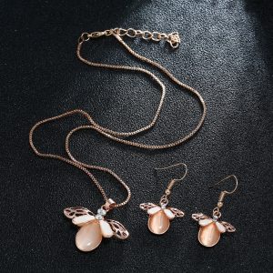 3pcs/set Jewelry Sets Women Elegant Waterdrop Rhinestone Pendant Necklace Hook Earrings Jewelry Set