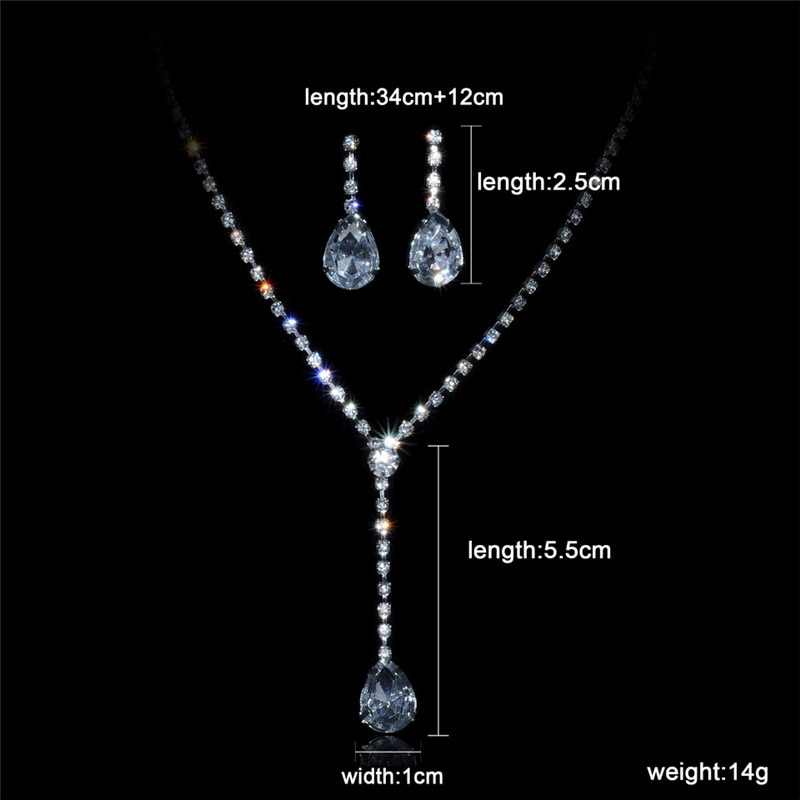 Celebrity Inspired Crystal Tennis Long Necklace Set Earrings Factory Price Wedding Bridal Bridesmaid Jewelry Sets
