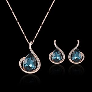 3pcs/set Blue Waterdrop Jewelry Set