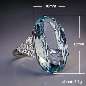 New Trendy Crystal Engagement Claws Design Austria Crystal Wedding Ring for Bridal Gifts Elegant Oval Blue Crystal Finger Rings