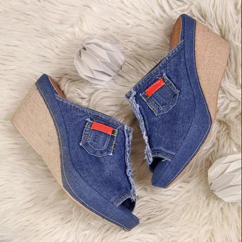 New Arrival 2020 Women Sandals Women Summer Fashion Leisure Fish Mouth Sandals Thick Bottom Slippers Wedges Shoes Sandalias
