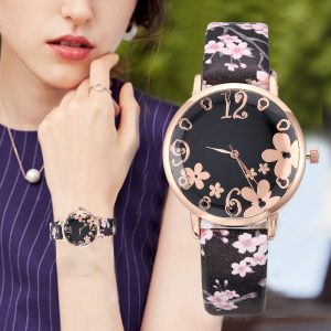 Colorful Flowers Print Fashion Ladies Watch