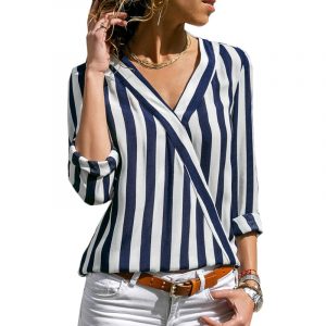 Striped Long Sleeve V-Neck Shirt