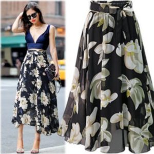 Floral Print Chiffon Skirt