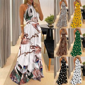 Summer Halter Neck Backless Maxi Dress