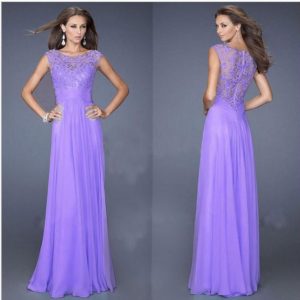 Sleeveless Lace Chiffon Long Party Gown