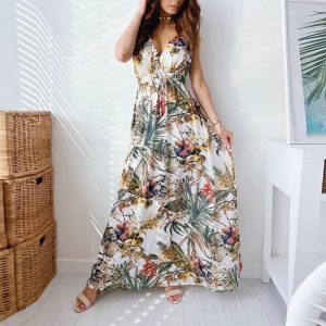 Sexy Deep V Neck Sleeveless Dress