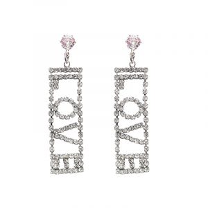 LOVE Letter Crystal Drop Earrings