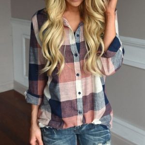 Cotton Long Sleeve Plaid Shirt