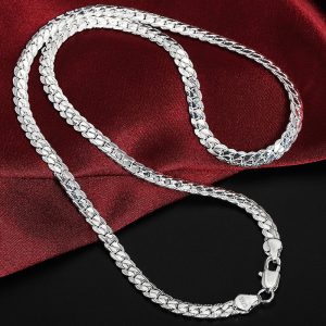 Sterling Silver 6mm Full Sideways Necklace