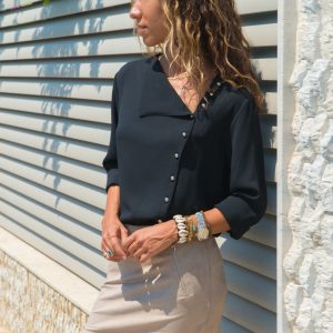 Chiffon Long Sleeve Solid Color Shirt