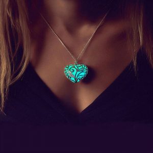 Luminous Glow In The Dark Heart Locket Necklace