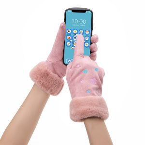 Velvet Touch Screen Embroidered Gloves