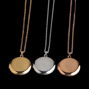 Stainless Steel Circular Locket Pendant Necklace