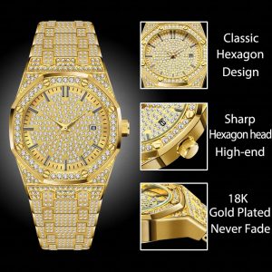 Luxury 18K Gold Iced Wristwatch