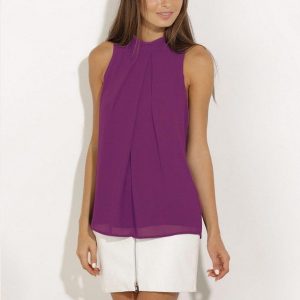Halter Neck Sleeveless Chiffon Blouse