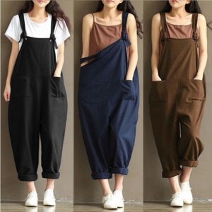 Solid Overall Casual Playsuit
