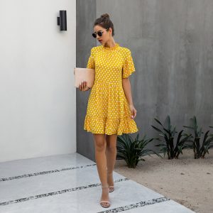 Polka Dot Loose Fitting Short Dress