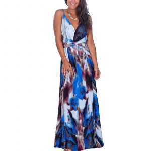 V-Neck High Waist Maxi Dress