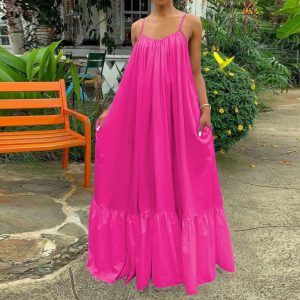 Spaghetti Strap Oversized Solid Maxi Dress