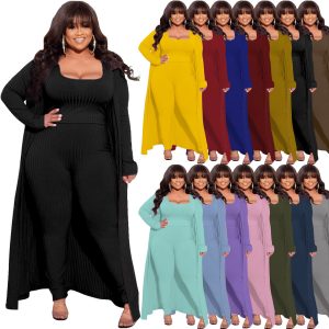 Plus Size High Elastic Solid Color 3 Pieces Set
