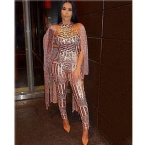 Sparkling Halter Neck Backless Jumpsuit