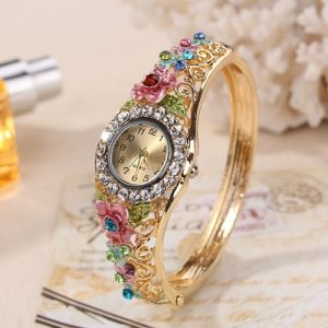 New Elegant Luxury Flower Design Alloy Bracelet Watch