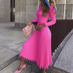 Jagged Hem Pleated Dress