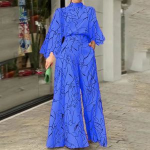 Elegant High Collar Wide Leg Jumpsuit
