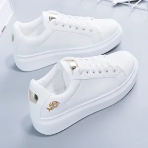 Embroidered Flower White Sneakers