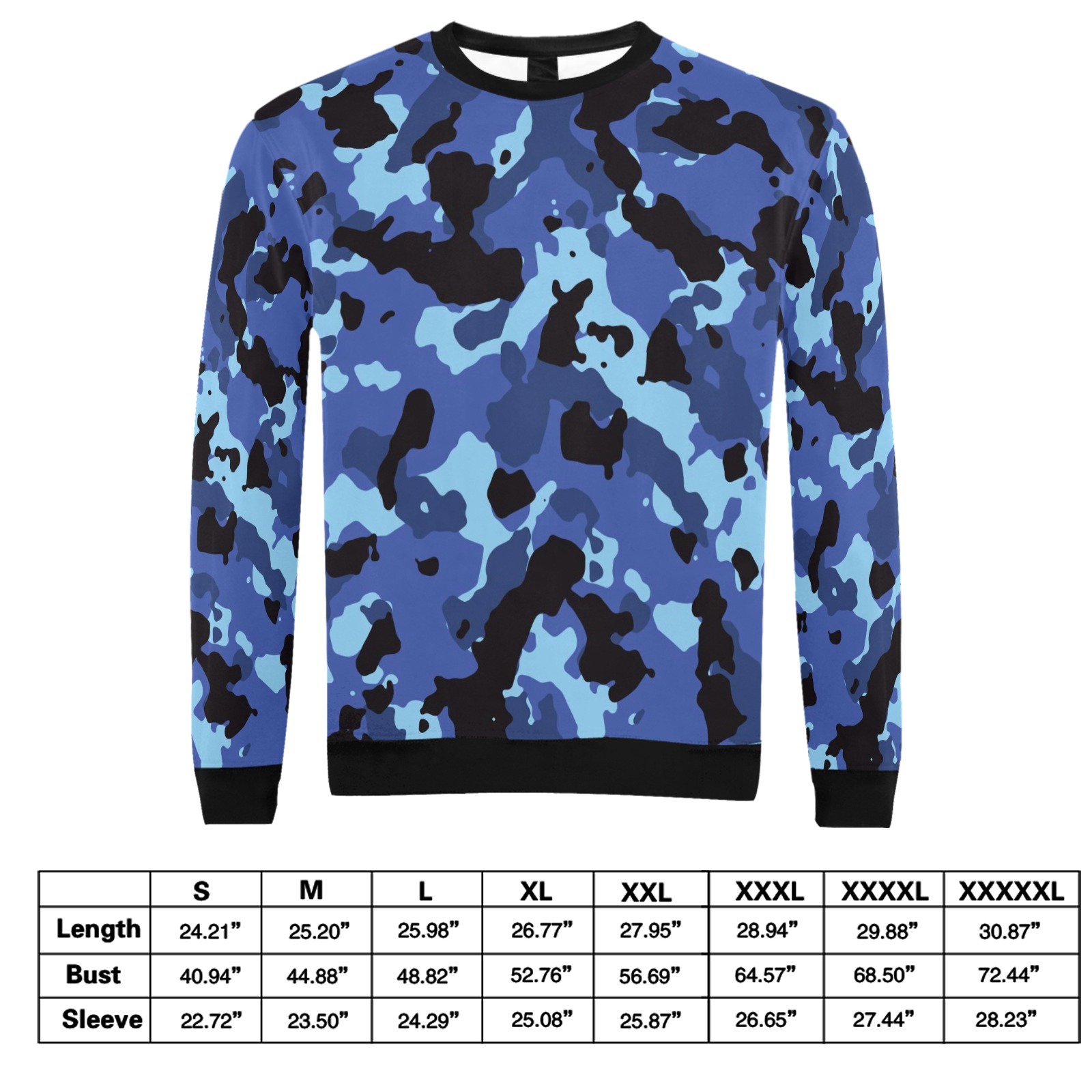 Unisex All Over Blue Camouflage Print Sweatshirt - Image 3