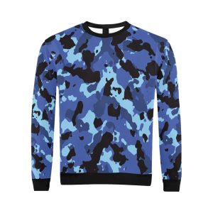 Unisex All Over Blue Camouflage Print Sweatshirt