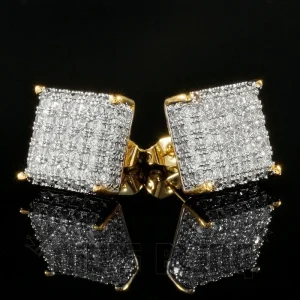 Gold / Silver Bling Square Stud Earrings