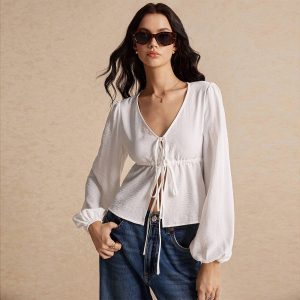 Fashion Mid Strap Long Sleeve Top