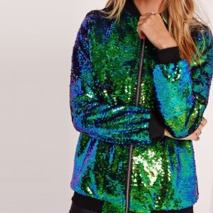 Women Sequin Baseball Jacket